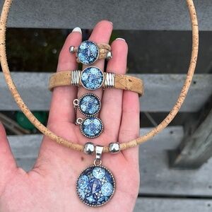NWOT FROM SPAIN Cork and Glass Jewelry Set